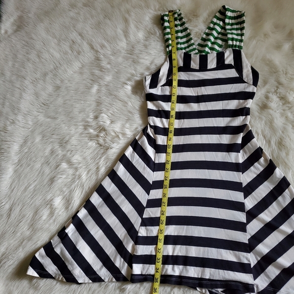 Anthropologie HWR Monogram Split Stripes Dress Navy and White Size XS - Picture 11 of 11
